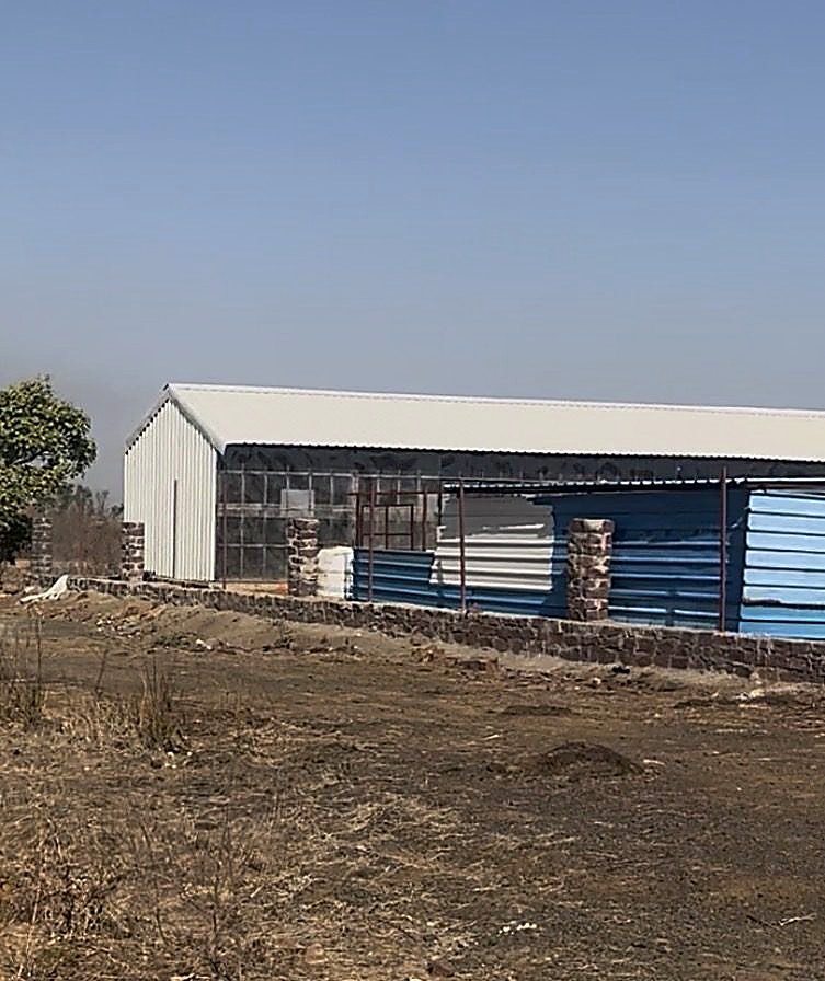 The new shelter structure under construction on dry land
